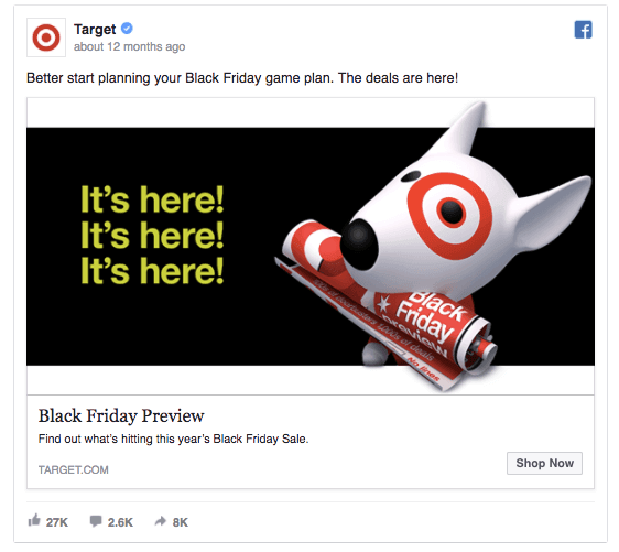 Target Black Friday Facebook ad