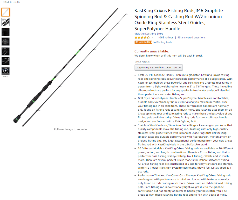 Exempel på en produkt som presterar starkt på Amazon