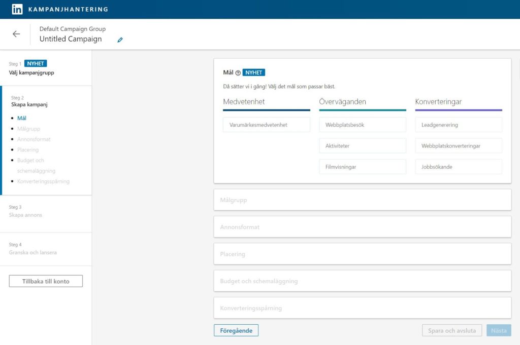 Skapa en kampanj i LinkedIn